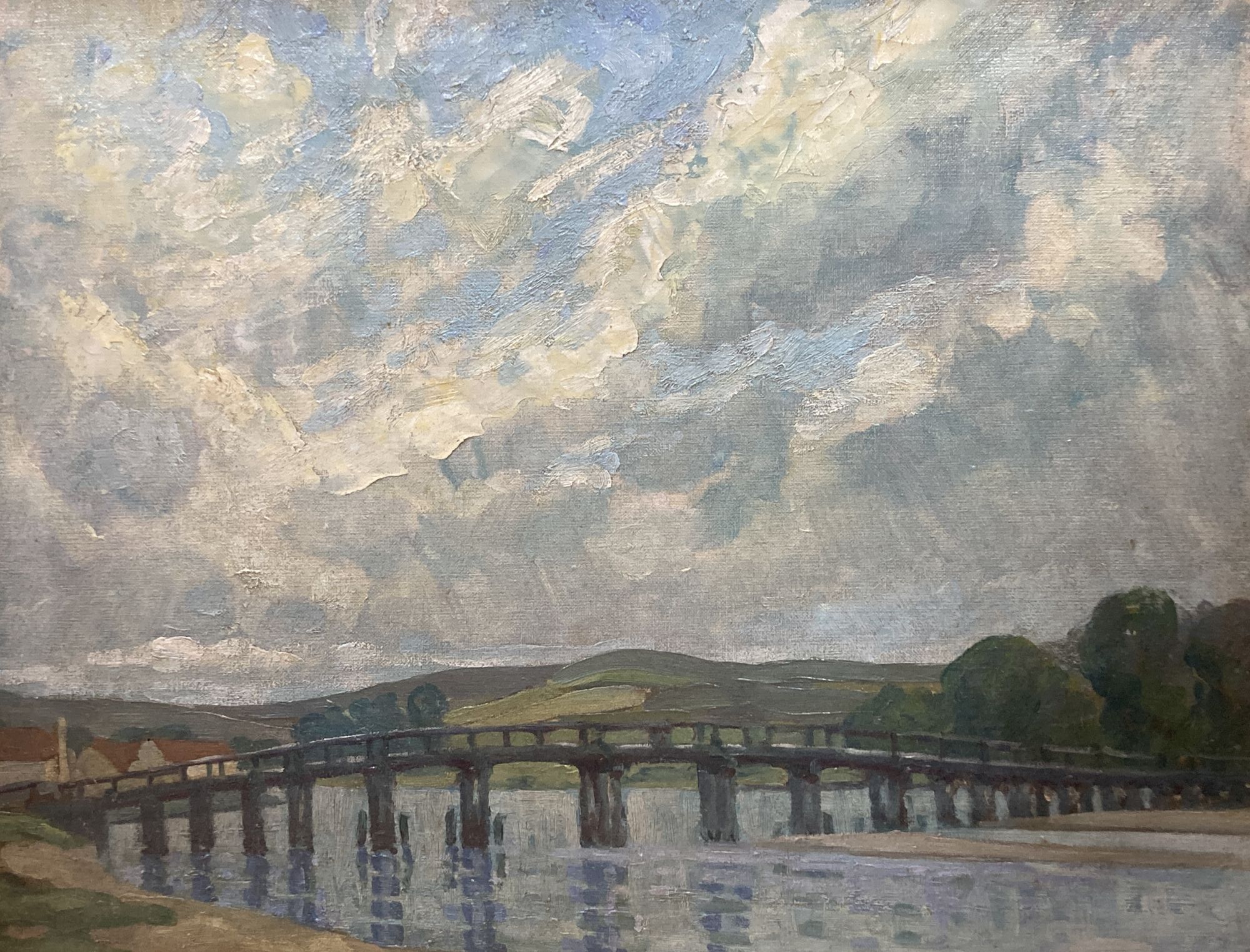 Ethel L. Rawlins (1880-1940), oil on canvas, Old Shoreham Bridge, signed, 40 x 50cm